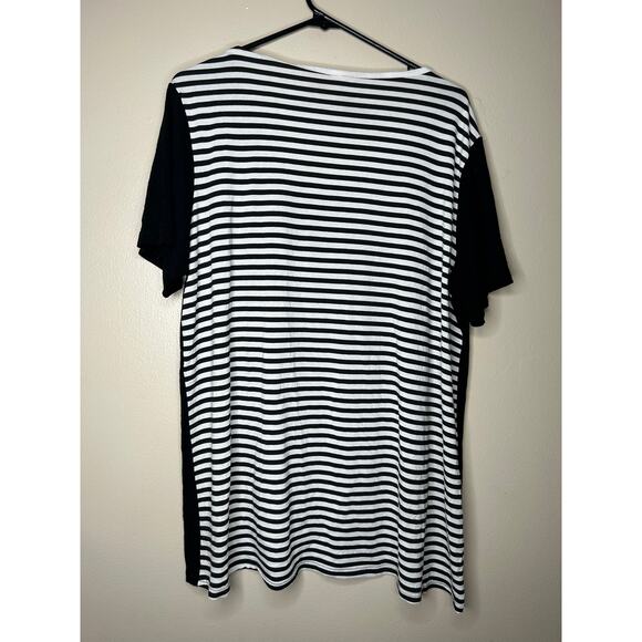 Women’s Size 2XL Renta Blouse Striped Back Black Flowy Ribbon Graphic - Picture 4 of 4